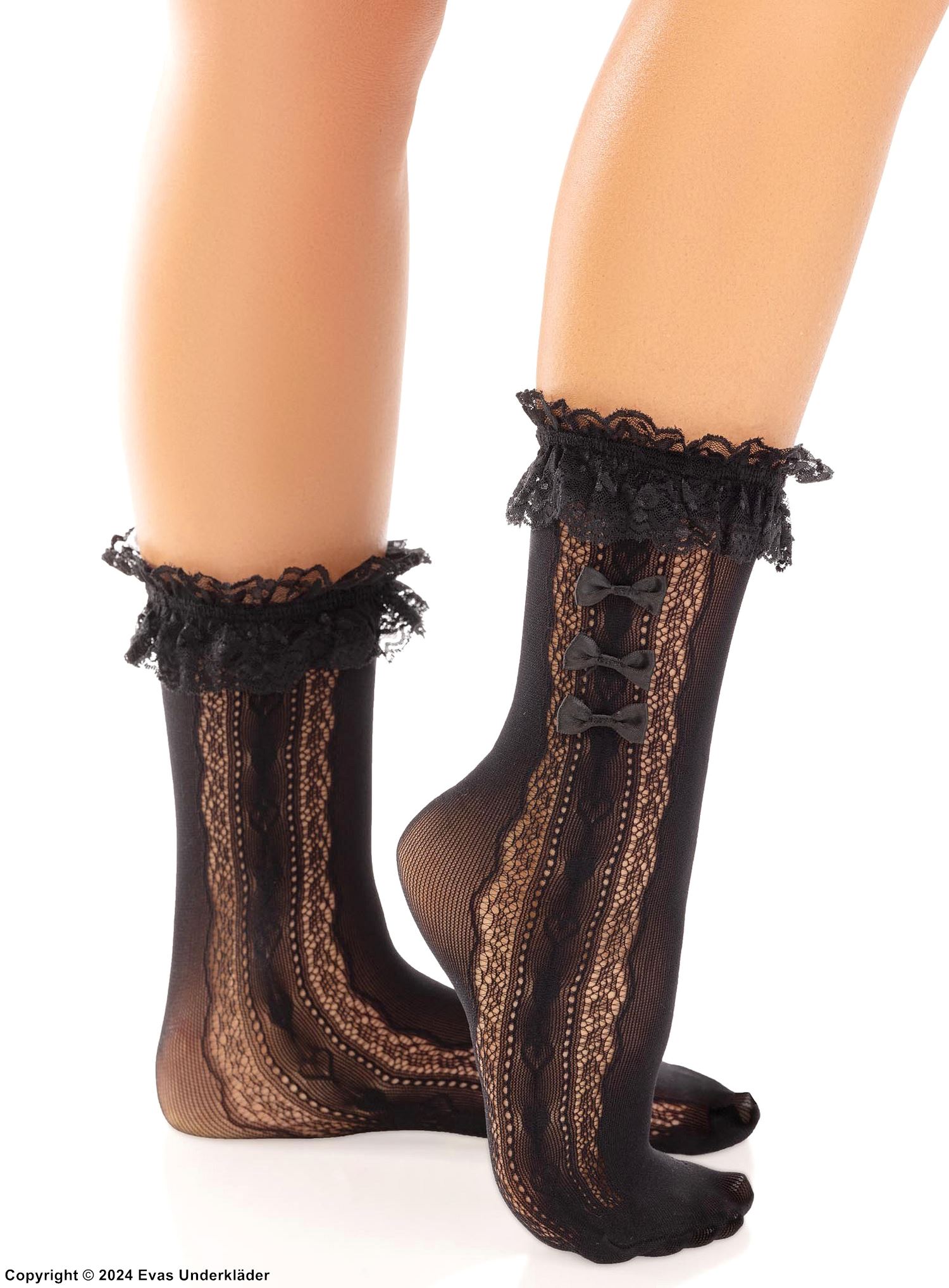 Women's socks, lace ruffles, small bow